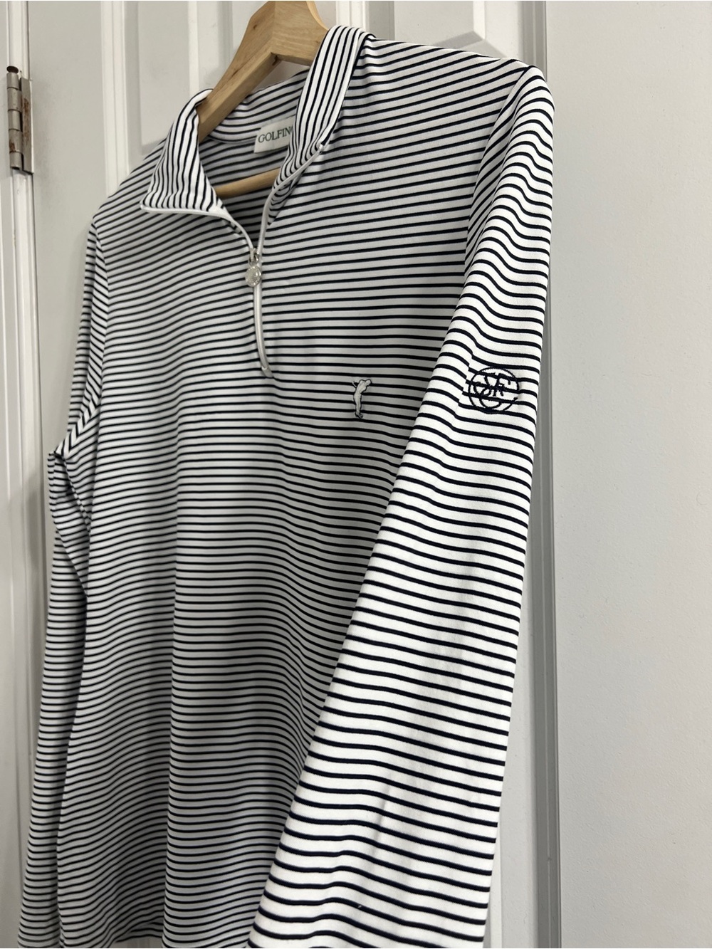 Golfino Quarter-Zip Pullover in Navy and White-Size 12 - Picture 6 of 12